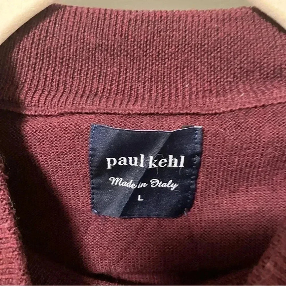 Paul kehl 100% merino wool extrafine burgundy mock neck  sweater - Picture 3 of 4